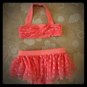 12 Month Circo Coral colored 3 piece swimsuit